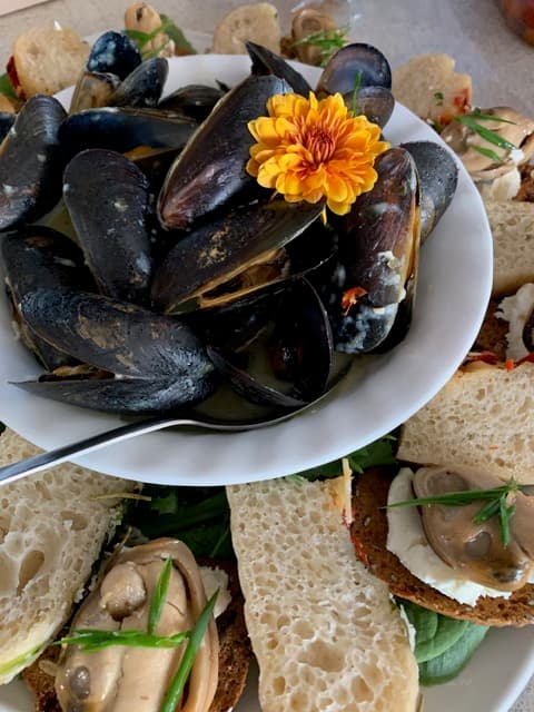 Mussels with house bruschetta